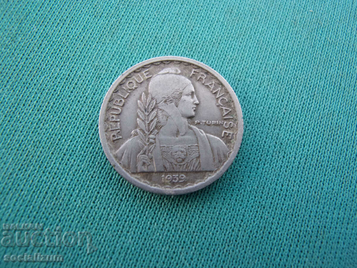 Indochina 10 Cent 1939 Rar