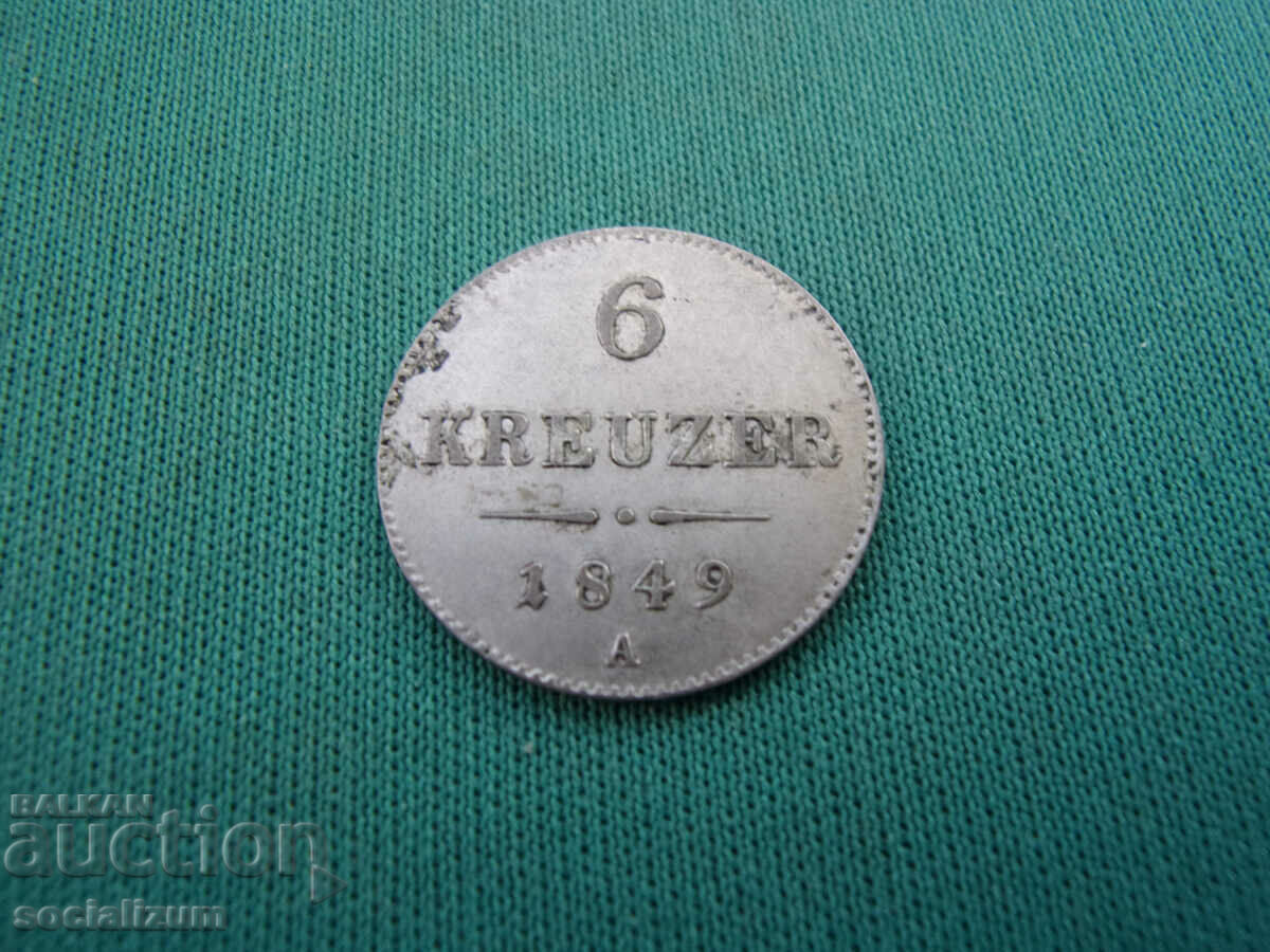 Austria 6 Kreuzer 1849 UNC Rar cu preț € 7.67 | 15.00 BGN
