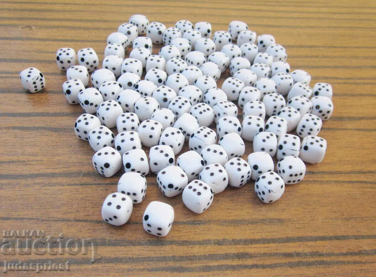 lot of 100 hundred pieces of small dice for playing and for jewelry with price 20.00 BGN | € 10.23 lot of 100 hundred pieces of small dice for playing and for jewelry with price 20.00 BGN | € 10.23