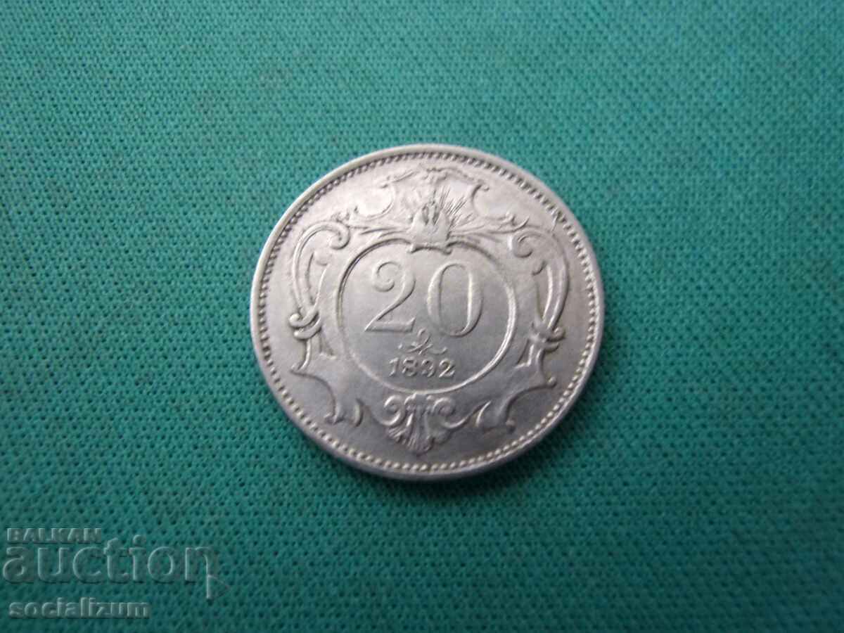 Licitație Austria 20 Heller 1892 UNC Foarte rar