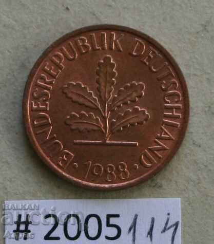 2 pfennig 1988 J FRG με τιμή € 0.31 | 0.61 BGN