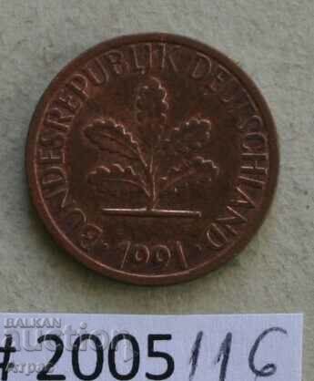 1 pfennig 1991 D FRG με τιμή € 0.31 | 0.61 BGN