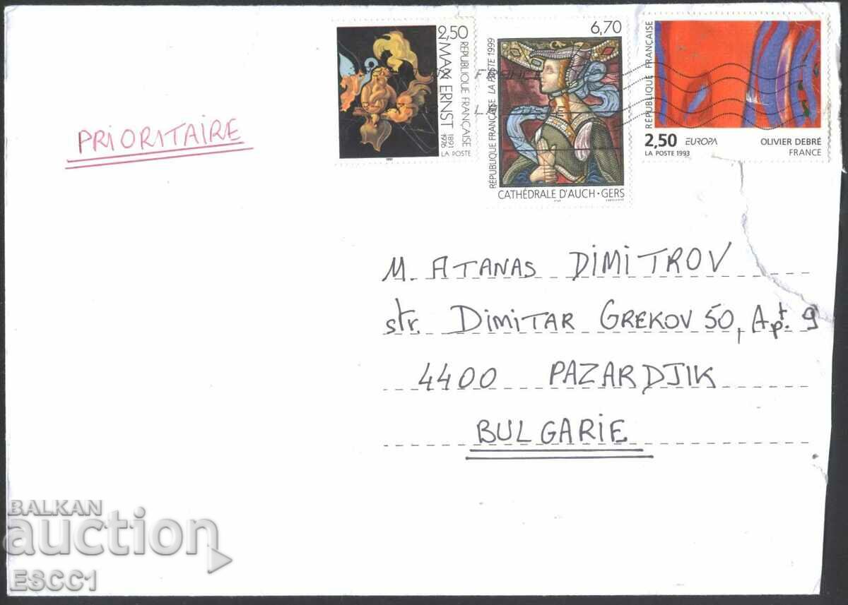 Пътувал плик с марки  Европа СЕПТ 1993 Живопис 1991  Франция