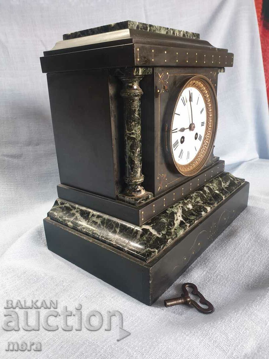 Auction  Beautiful antique marble mantel clock