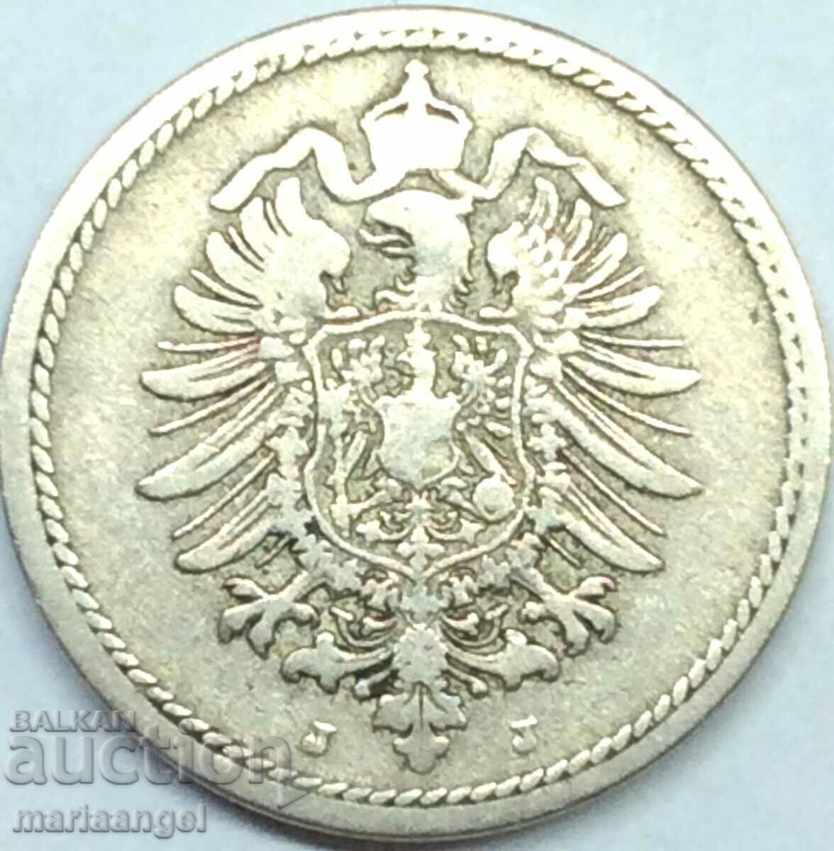 5 Pfennig 1875 J Germania Eagle Reich