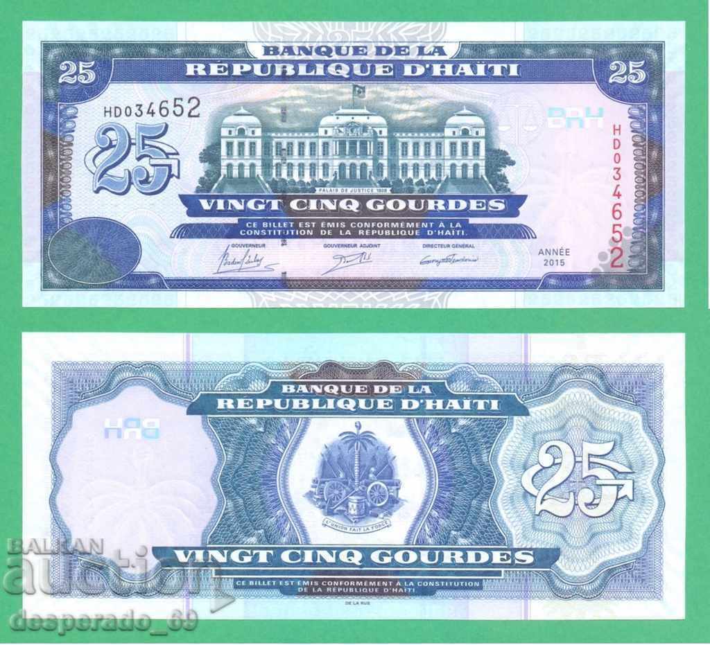 (¯`'•.¸ HAITI 25 Gourdes 2015 UNC ¸.•'´¯) (¯`'•.¸ HAITI 25 Gourdes 2015 UNC ¸.•'´¯)