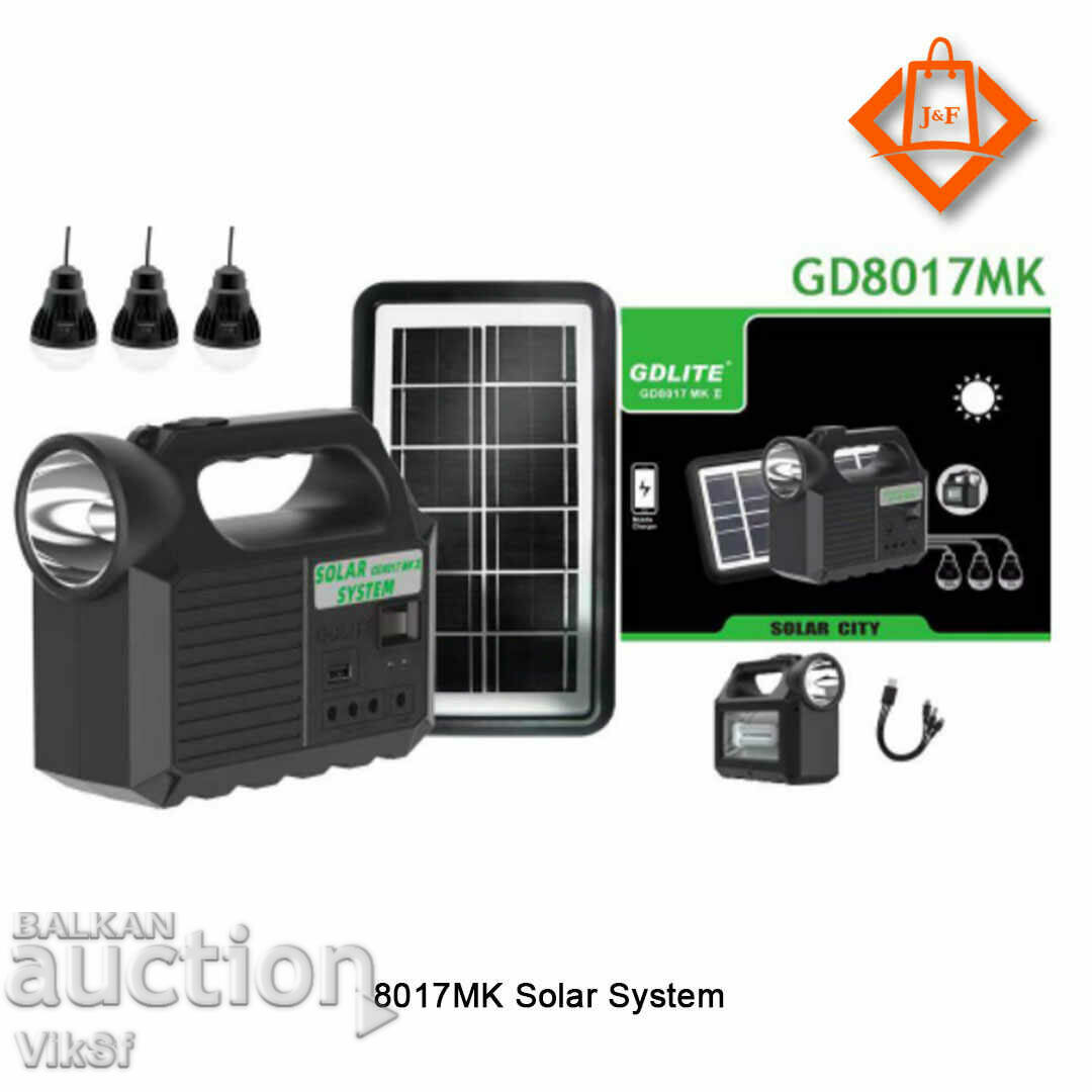 Kit solar GD 8017 lanterna, radio, usd, card sd, iluminare