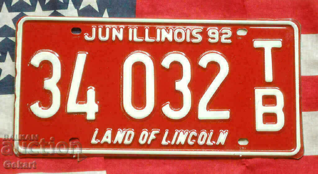 Placă de înmatriculare SUA ILLINOIS 1992