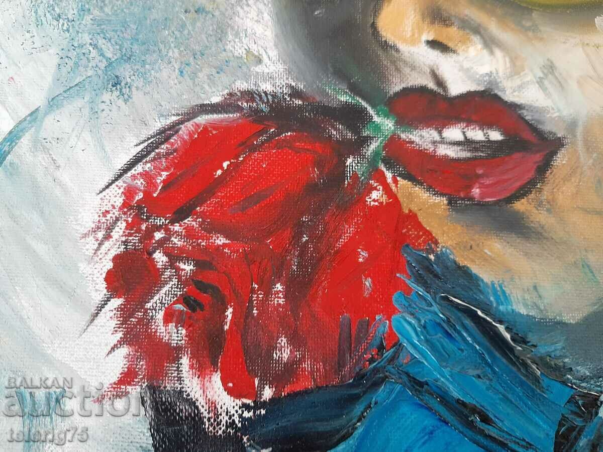 Picture Drawing Canvas "Girl with a Rose"-40/40cm with price 40.00 BGN | € 20.45 Picture Drawing Canvas "Girl with a Rose"-40/40cm with price 40.00 BGN | € 20.45