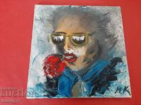 Pânză de desen cu tablou „Fata cu trandafir”-40/40cm