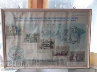 Голям плакат картина СОЦ гражданска защита рамка стъкло
