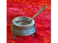 Russian silver plated caviar dish with original spoon.