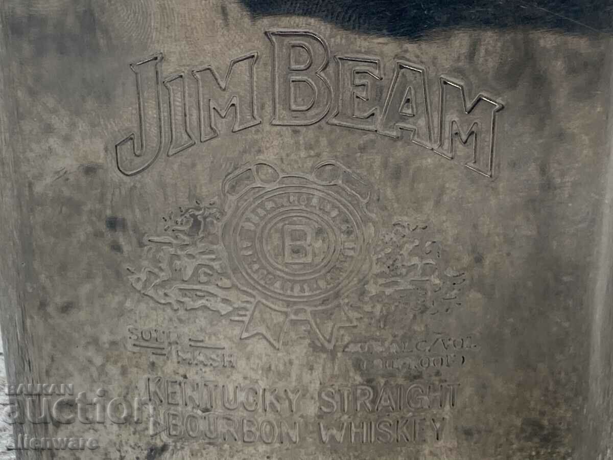 Jim Beam metal alcohol bottle with price 30.00 BGN | € 15.34 Jim Beam metal alcohol bottle with price 30.00 BGN | € 15.34