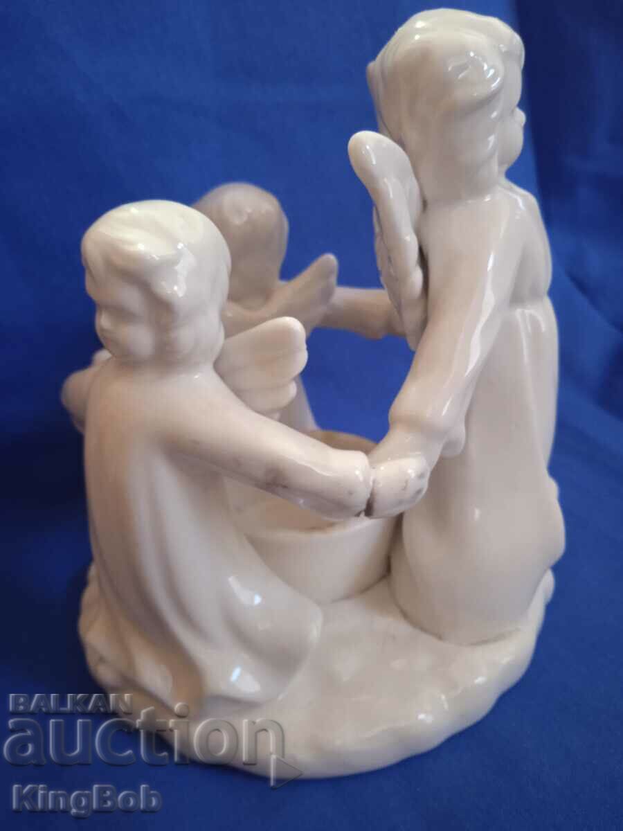 FINE PORCELAIN VINTAGE CANDLE HOLDER "ANGELS" with price 15.00 BGN | € 7.67
