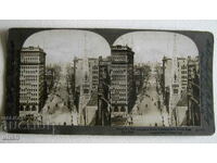 1908 Στερεοσκοπικό στερεοσκοπικό καρτ ποστάλ Broad street Philadelphia