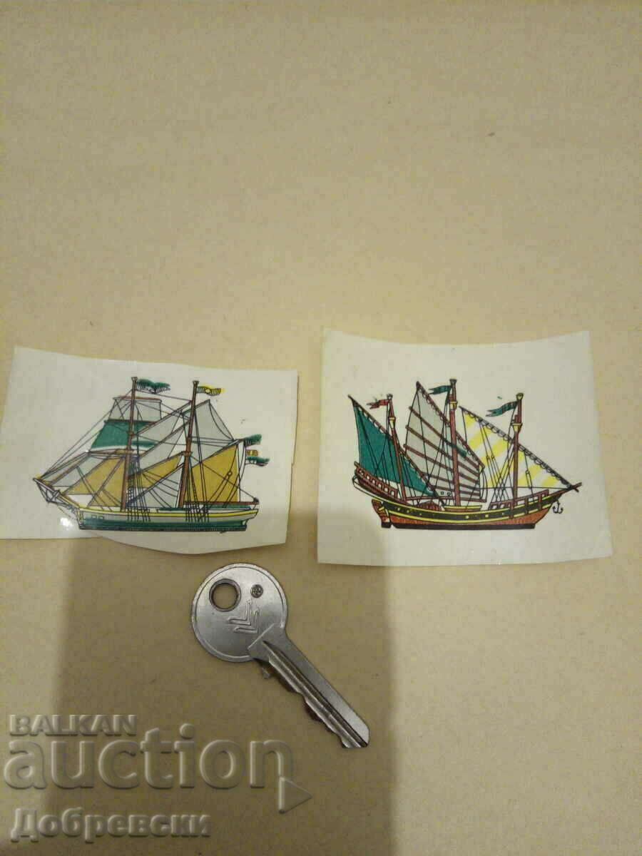 Old decals (stickers) sailboat, ship, boat
