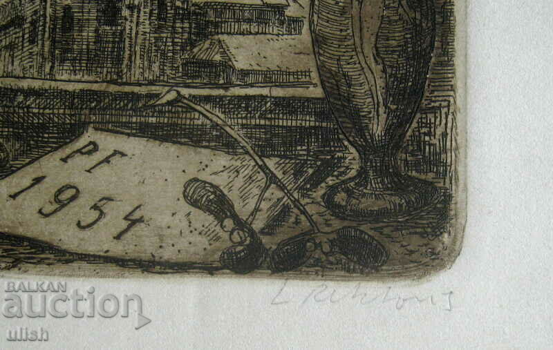 1954 κάρτα γραφικών χαρακτικής ξηρού σημείου με τιμή 20.00 BGN | € 10.23 1954 κάρτα γραφικών χαρακτικής ξηρού σημείου με τιμή 20.00 BGN | € 10.23