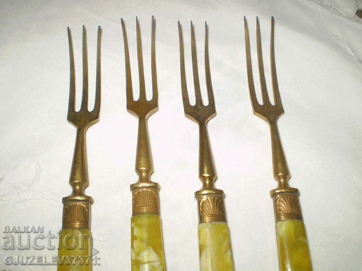 19th century 4 brass fruit forks with price 160.00 BGN | € 81.81