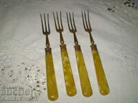 19th century 4 brass fruit forks