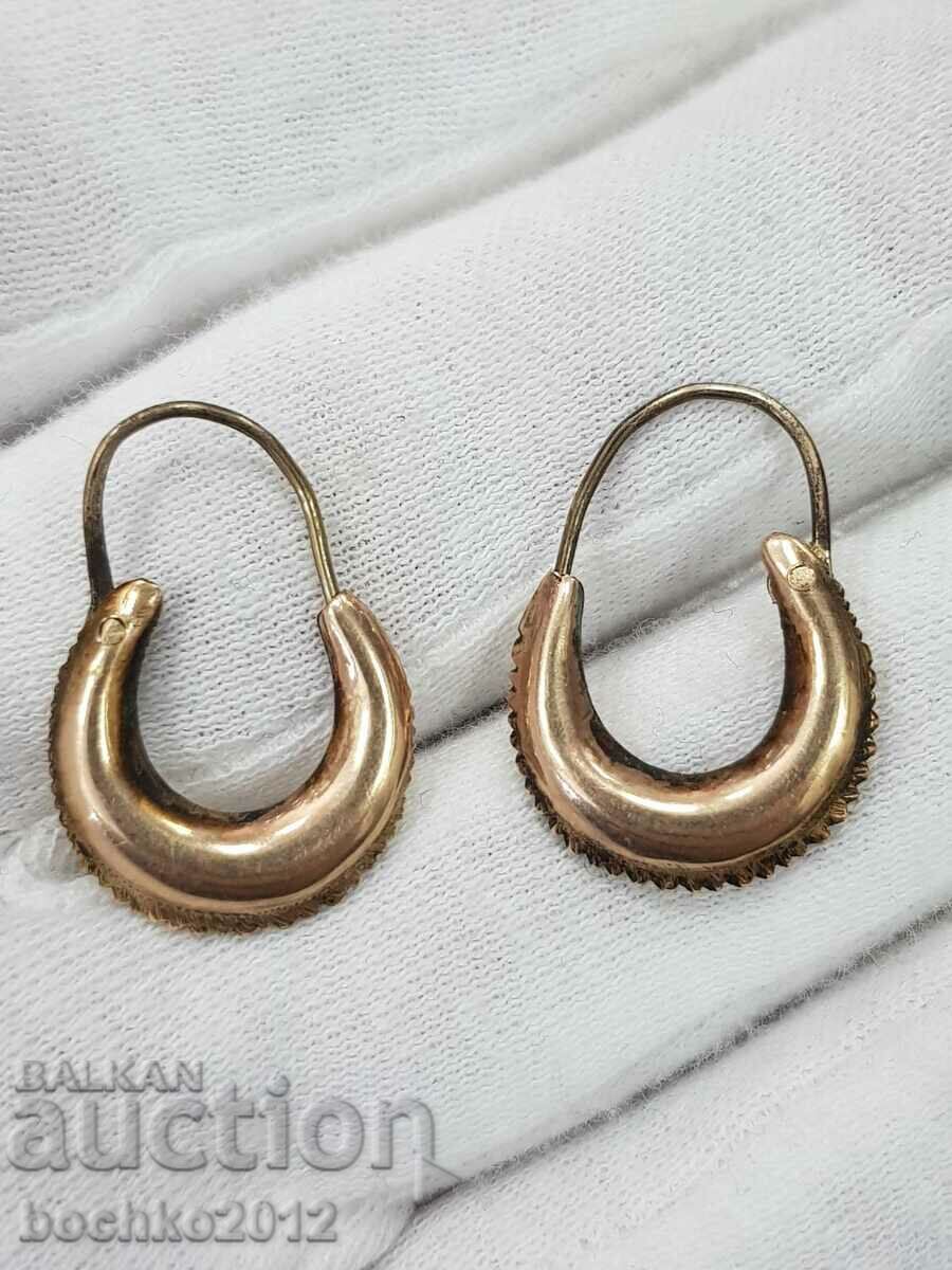 Uniquely rare golden revival earrings arpalia 19c. 14-15 k
