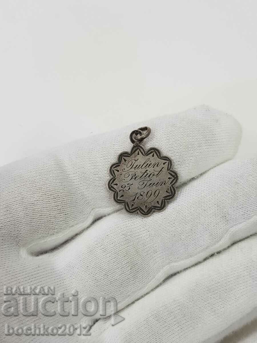 Old Silver Saint Medalion 1899 - 6 Old Silver Saint Medalion 1899 - 6