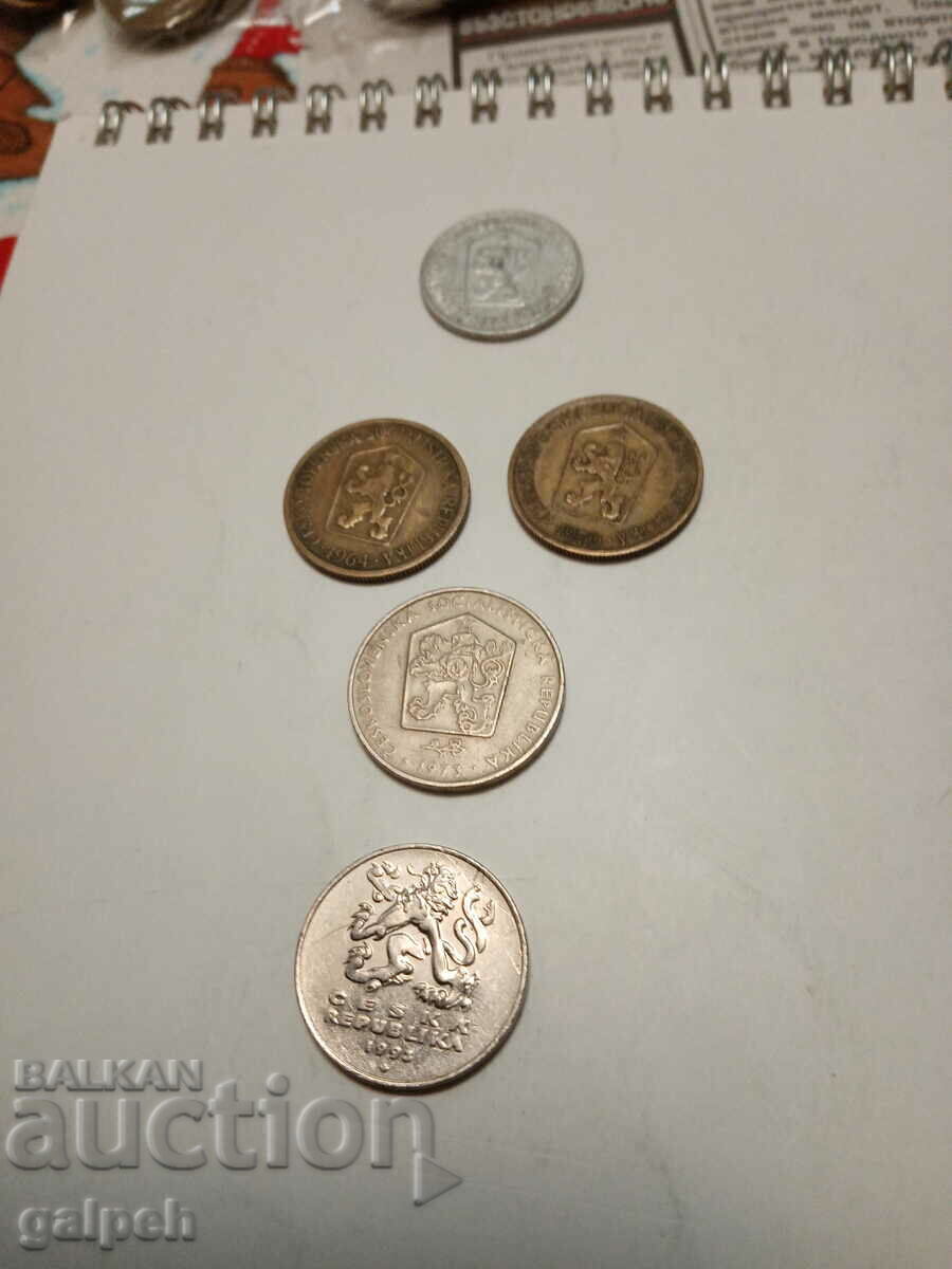 CZECHOSLOVAKIA/CZECH REPUBLIC - COINS - 5 pcs. - BGN 2 - 5 CZECHOSLOVAKIA/CZECH REPUBLIC - COINS - 5 pcs. - BGN 2 - 5