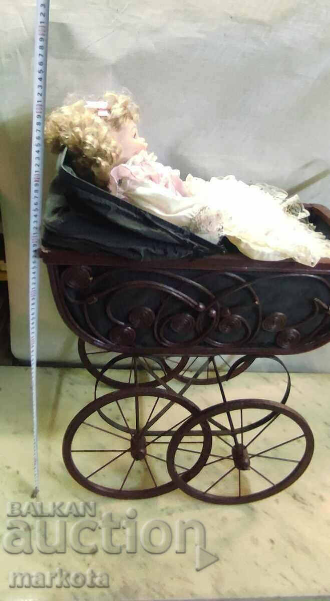 Auction  Large vintage doll carriage