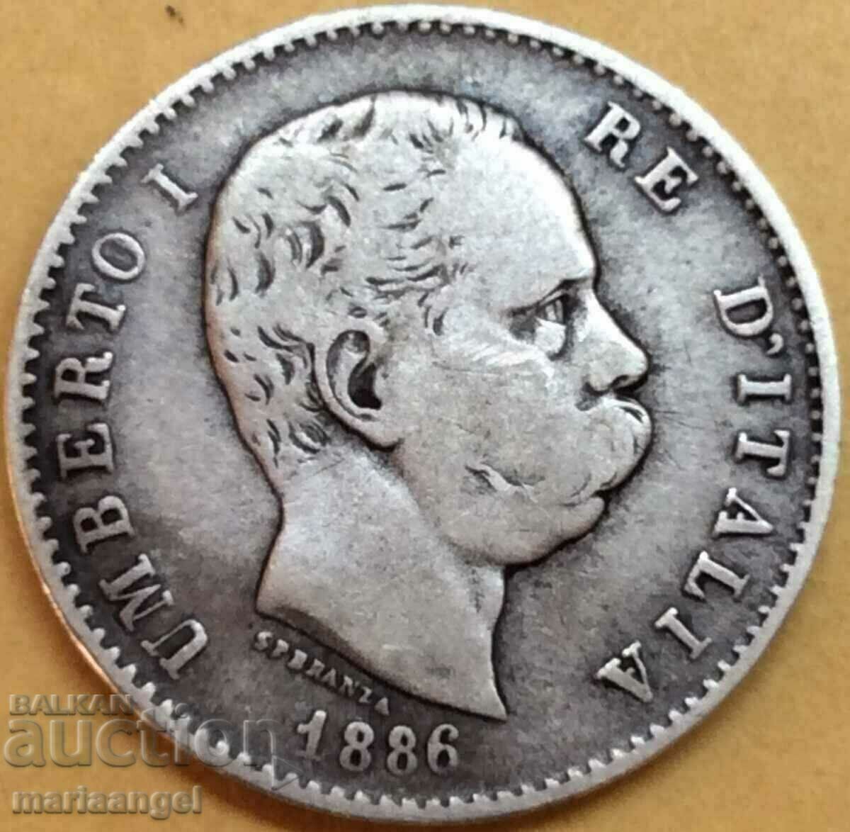 1 lire 1886 Italia Umberto I argint