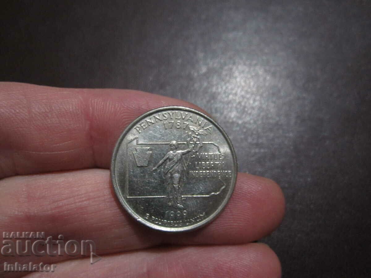 25 цента САЩ - Пенсилвания буква - D - 1999