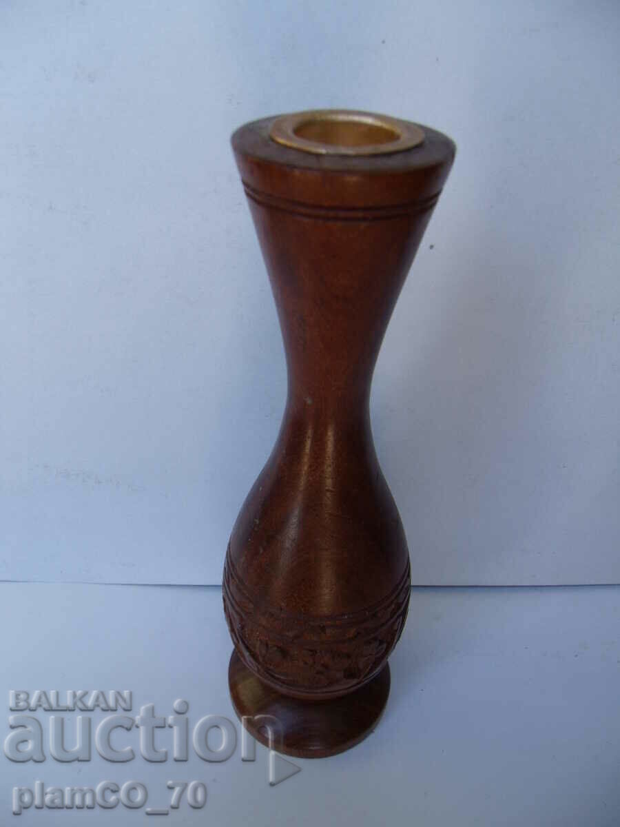 No.*6748 old wooden candlestick - carved ornaments