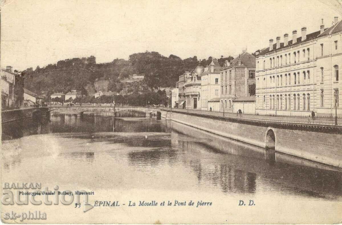 Carte poștală veche - Epinel, râul Mosel