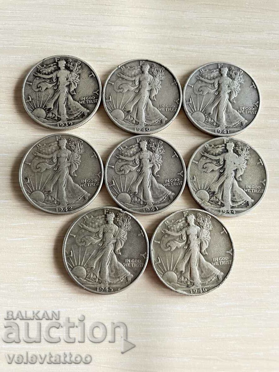 Half Dollar 8 coins USA