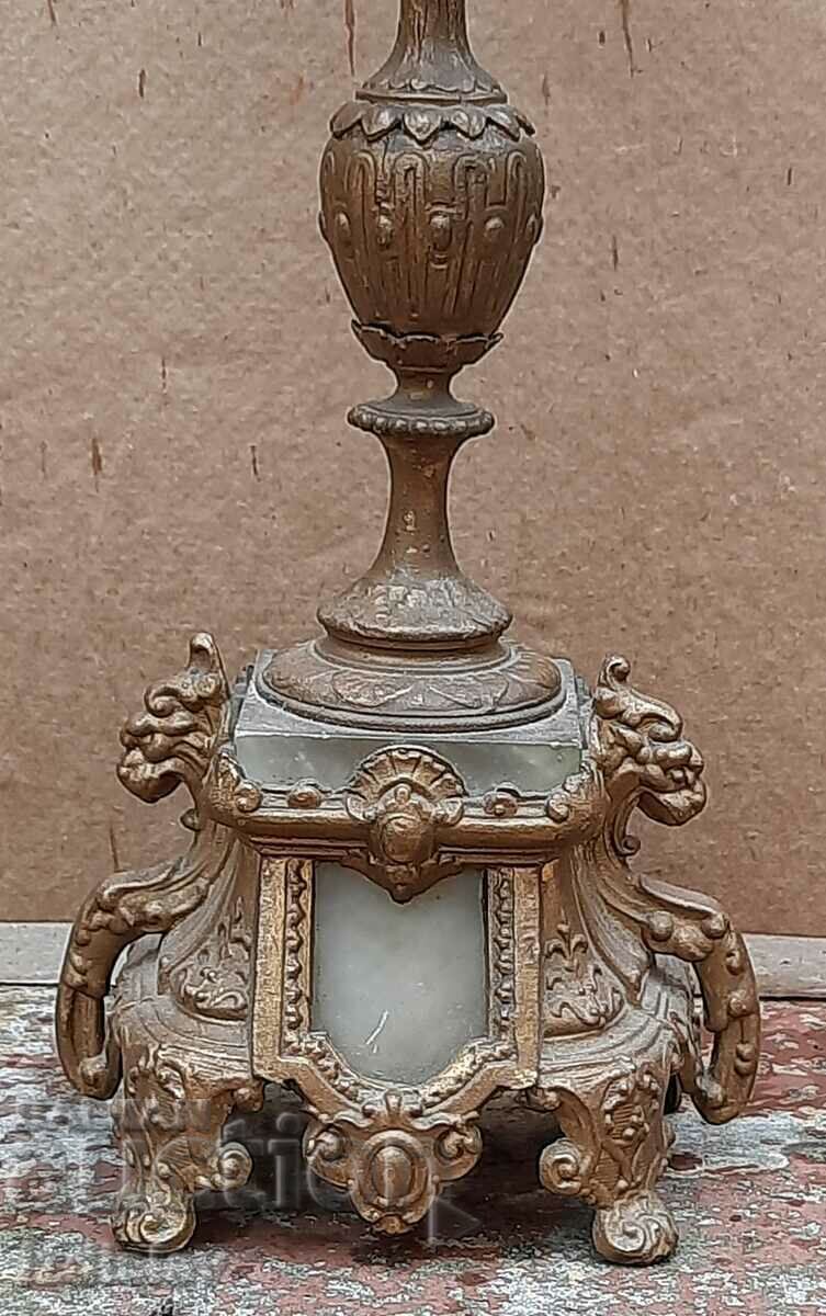 Antique bronze and alabaster candle holder. with price 200.00 BGN | € 102.26 Antique bronze and alabaster candle holder. with price 200.00 BGN | € 102.26
