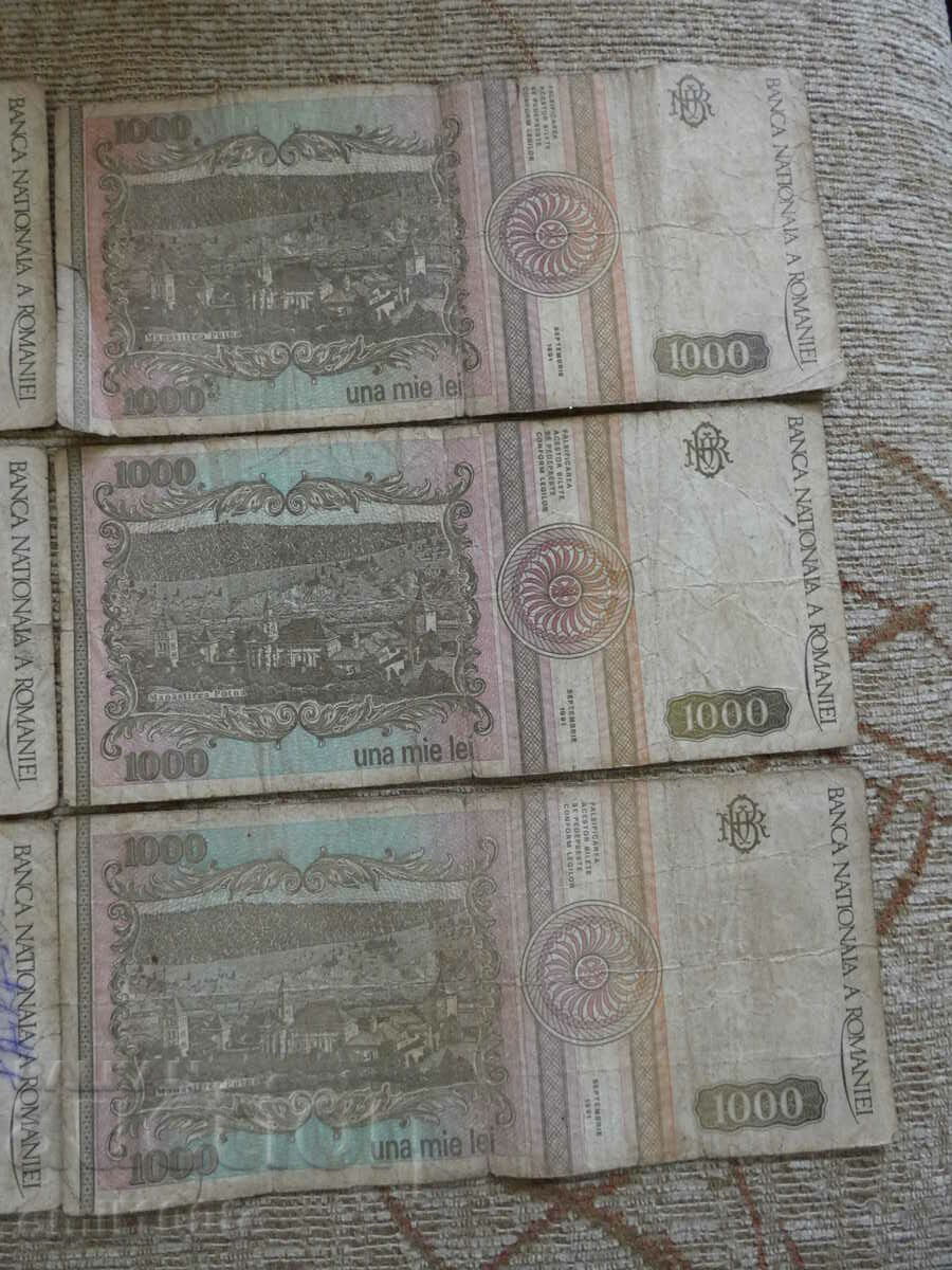 6 banknotes of 1000 lei 1993 Romania - 5 6 banknotes of 1000 lei 1993 Romania - 5