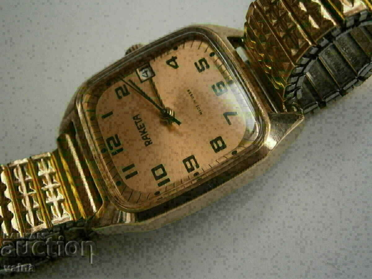 Auction  ROCKET cal. 2614.H, made in USSR, case 32.5x32.5mm, Au