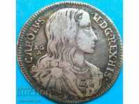 Napoli 20 boabe Tari Italia Charles II argint 26mm