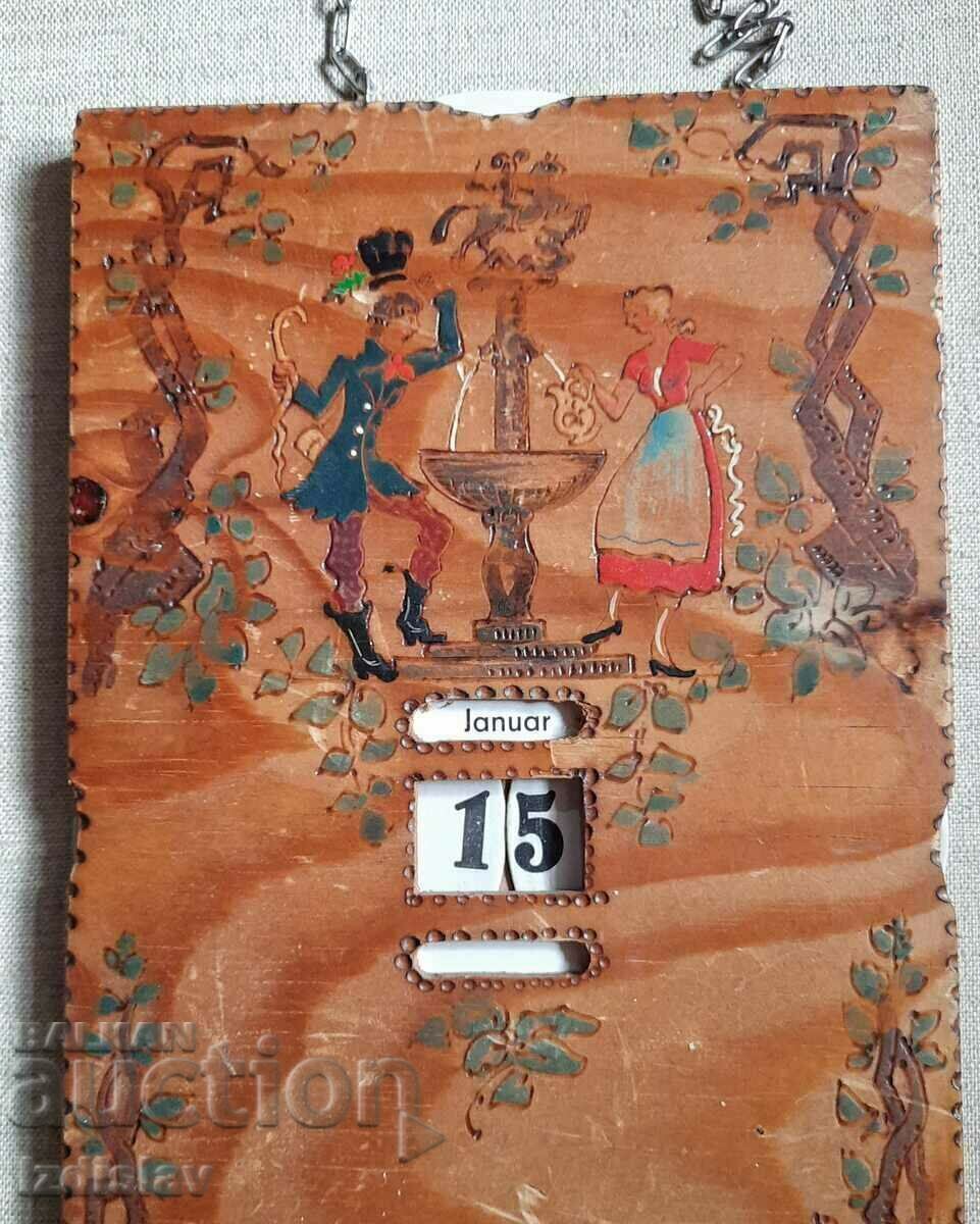 Auction  Vintage wooden calendar