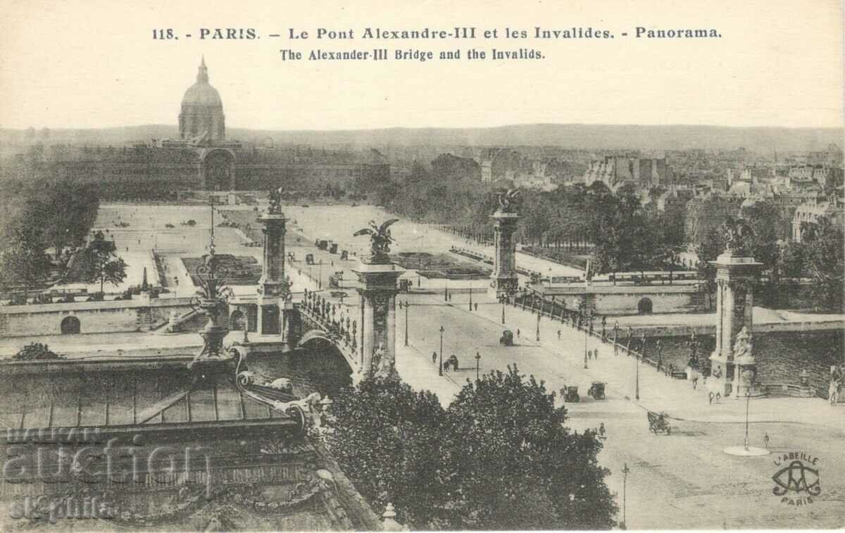 Стара картичка - Париж, Мостът "Александър III"