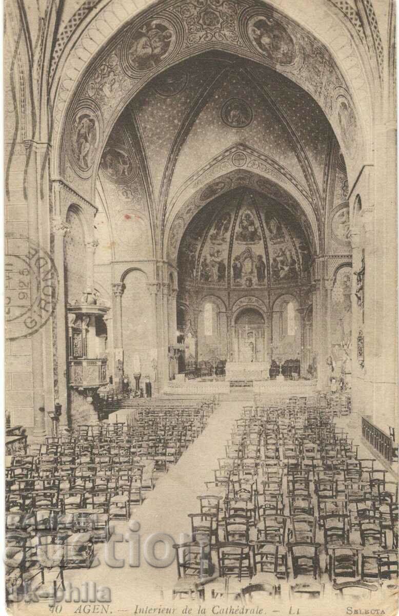 Παλιά καρτ ποστάλ - Agen, εσωτερικό του καθεδρικού ναού