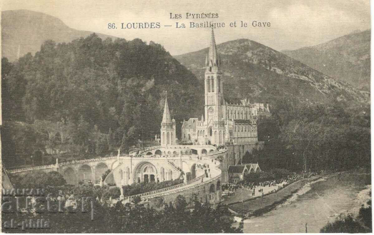 Παλιά καρτ ποστάλ - Πυρηναία, Λούρδη, καθεδρικός ναός
