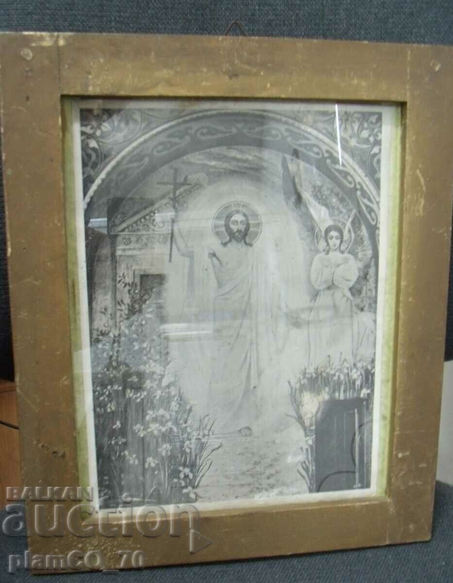 Auction #*6756 old icon / photo with wooden frame Auction #*6756 old icon / photo with wooden frame