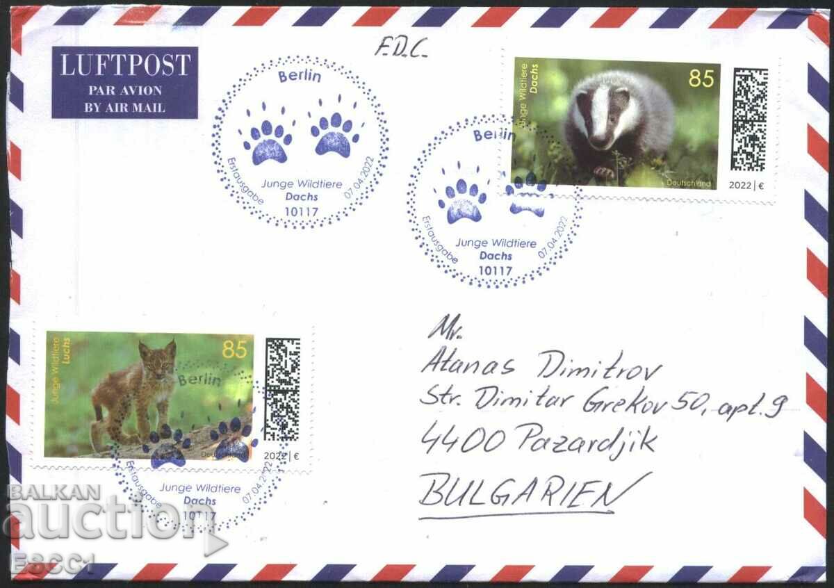 Пътувал плик с марки  Фауна Животни 2022  от Германия