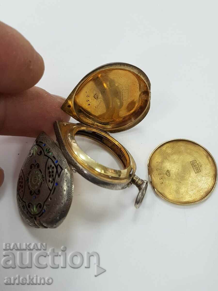 Silver enamel watch covers 1890-1900. - 5 Silver enamel watch covers 1890-1900. - 5