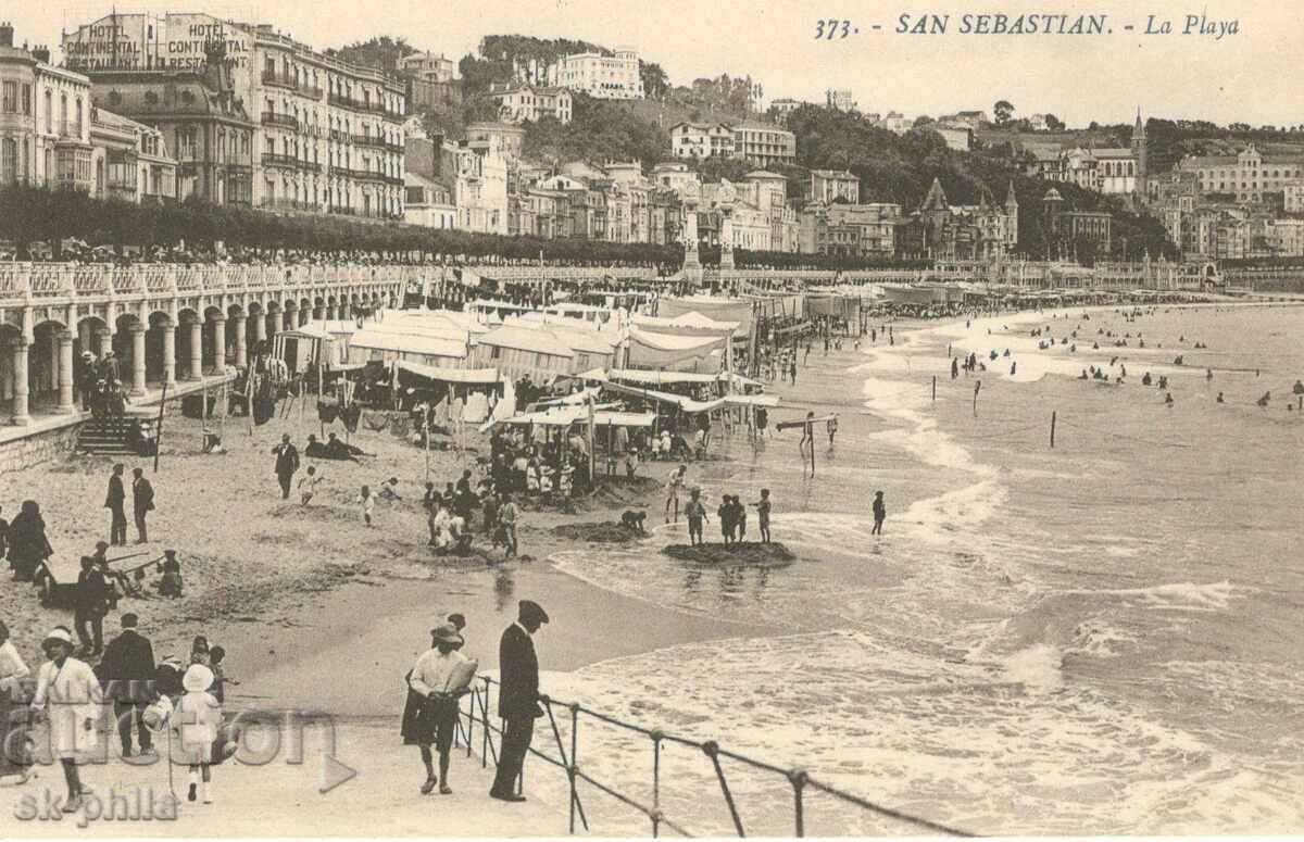 Old postcard - San Sebastian, The Beach
