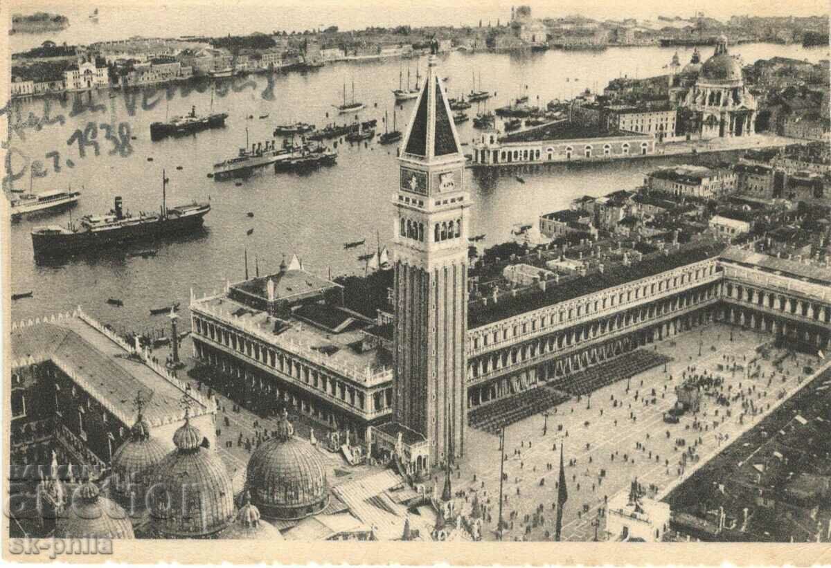 Стара картичка - Венеция, Изглед от самолет
