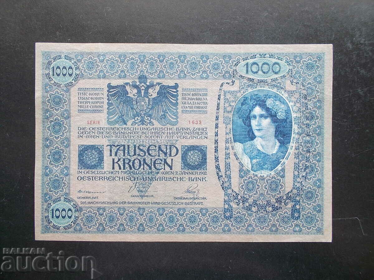 AUSTRIA, 1000 kroner, 1902 with price 15.99 BGN | € 8.18