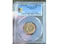 Principality of Bulgaria 20 leva 1894 Ferdinand gold PCGS AU 53