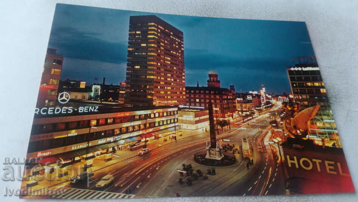 Carte poștală Copenhaga Vesterbrogade noaptea
