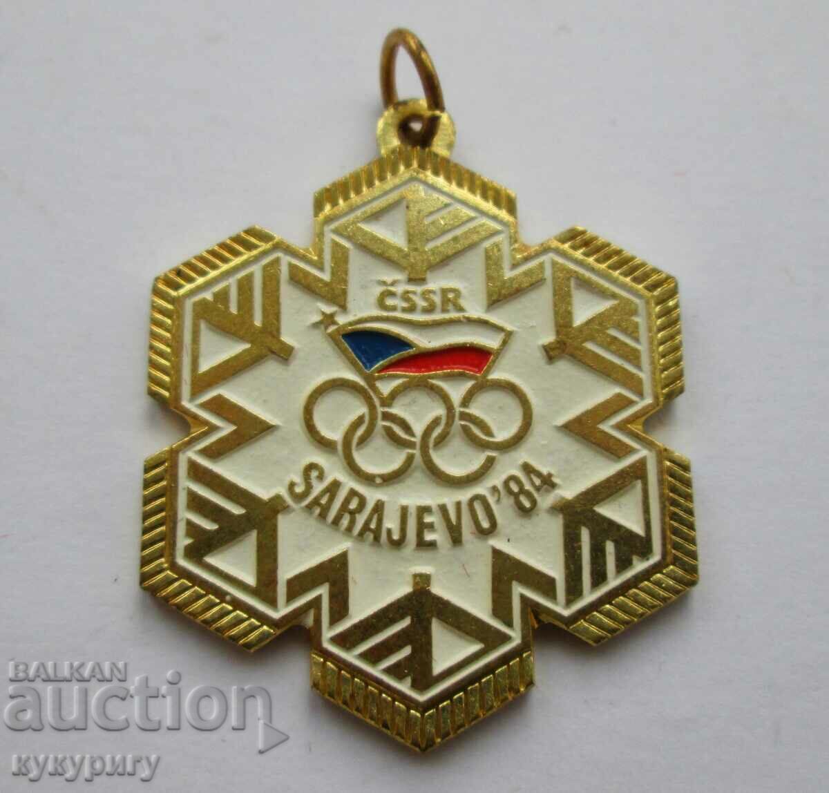 Vechi semn olimpic medalie Jocurile Olimpice de iarnă Sarajevo 84