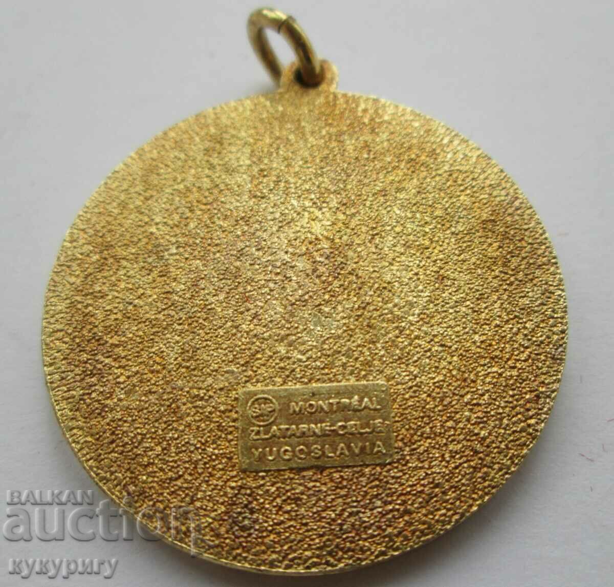 Delivery of Old Olympic sign medal Olympiad Montreal 76
